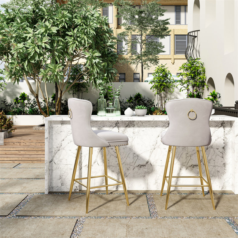 Ensemble de 2 tabourets de bar (sans table), Gris