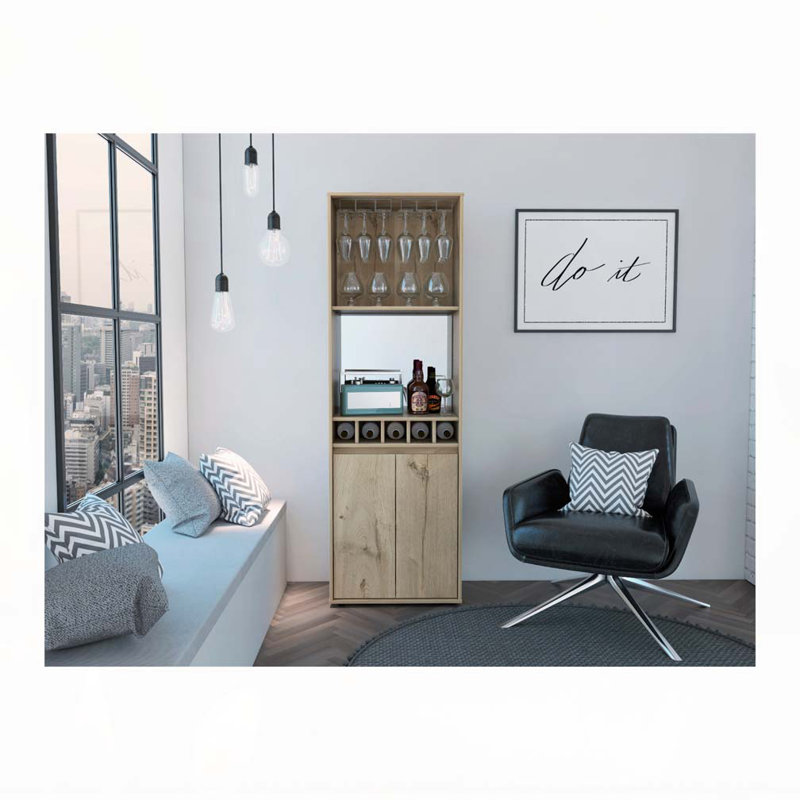 Barre de rangement à 5 tablettes en chêne clair