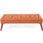 Dessus capitonné - magnifique tissu orange avec pieds inclinés. Matériau en bouleau. 52 po X 23 16 28 lb. Élégant charme Mid-Century. Décoratif