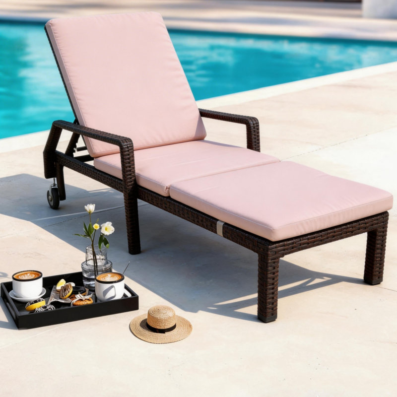 Jacian 198cm Long Reclining Single Sun Lounger with Cushions