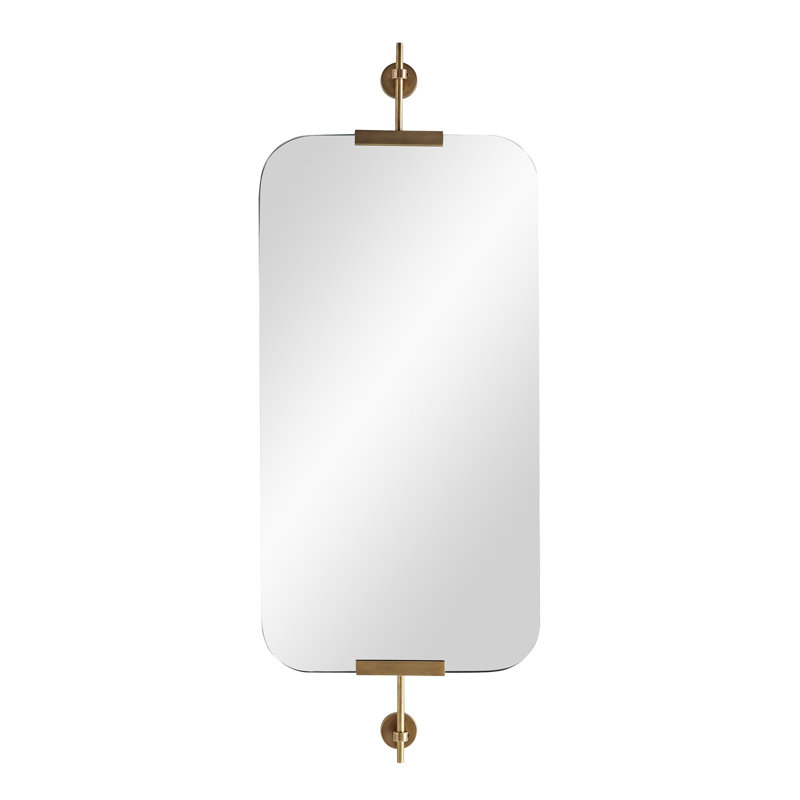 Madden Flat Metal Wall Mirror, Antique Brass