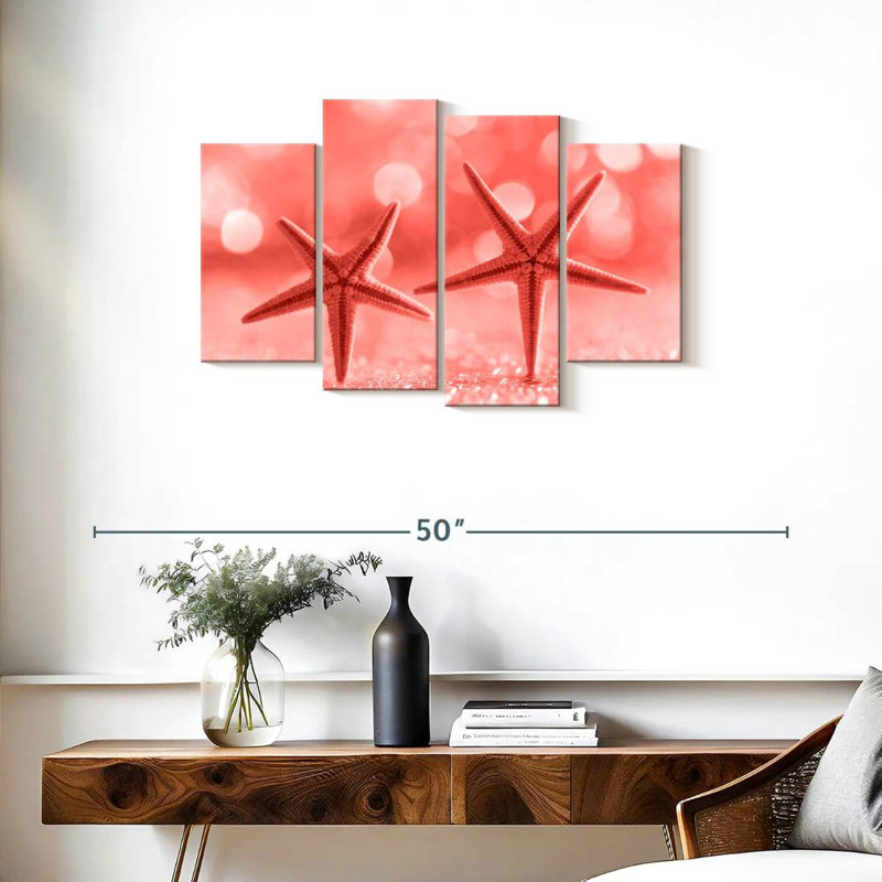 Étoile de mer de couleur corail Aletra, H 22 po x l 36 po