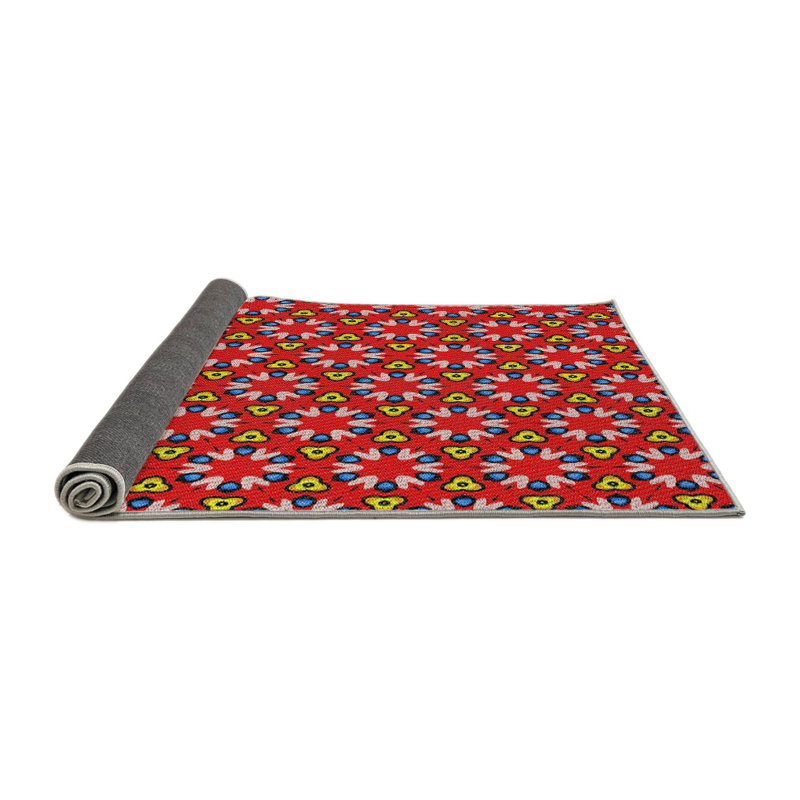 Tapis géométrique rouge / vert, Rond 8 pi