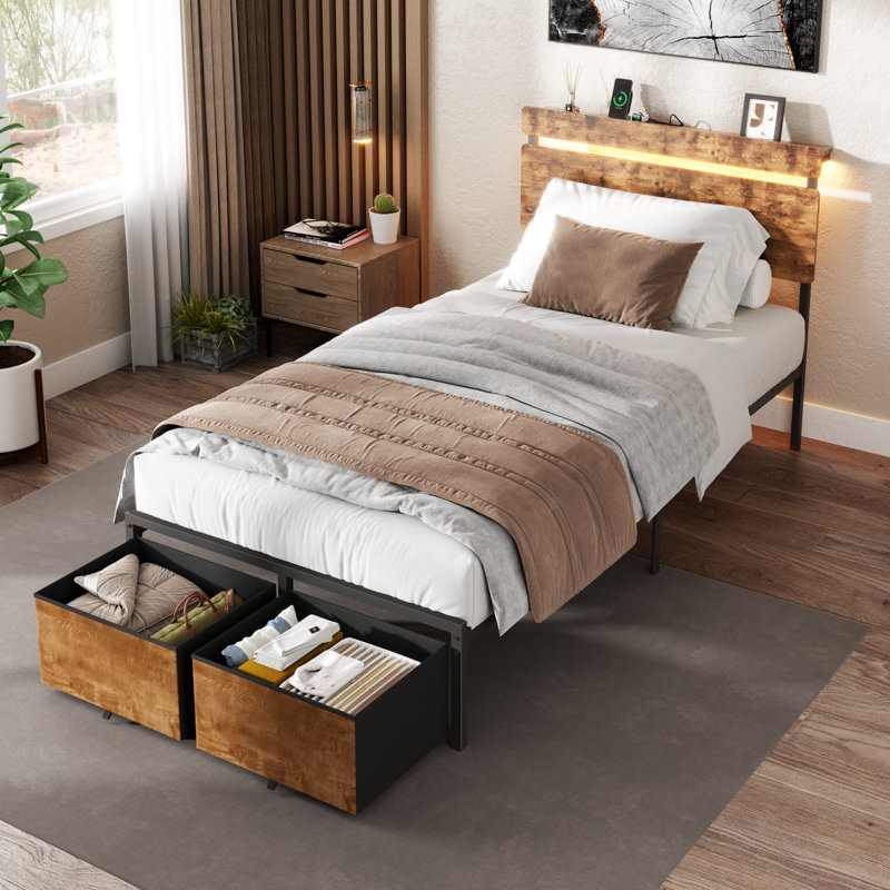 Ensemble de chambre à coucher 3 pièces, Brown/Black, Twin