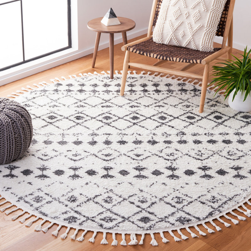 Tapis à poils longs Triplett, Rond 5 pi