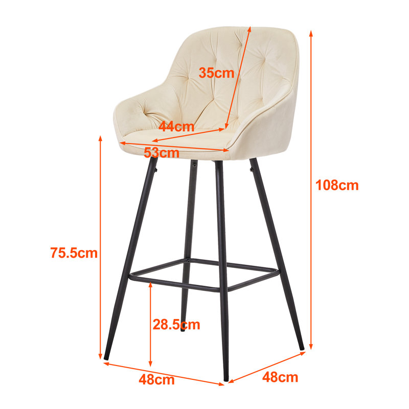 Adelmina Upholstered Counter Stool with Metal Frame, Cream