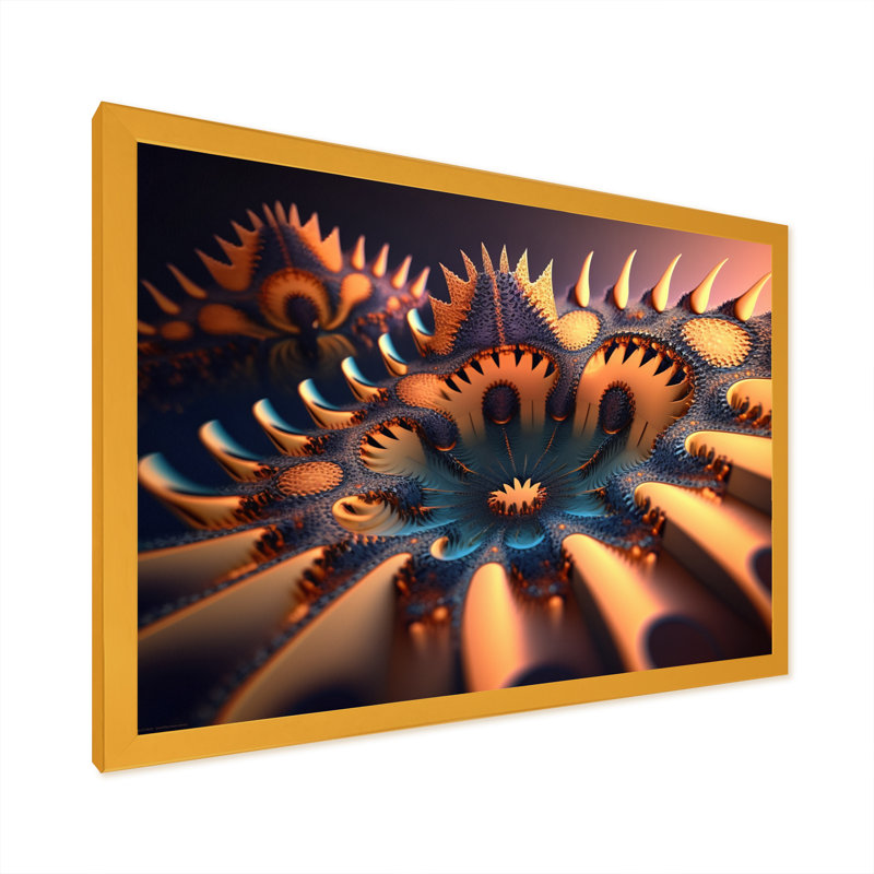 Reproduction d'art sur toile Hildulf Turquoise Fractal I, H 12 po x l 20 po x P 1 po, Encadrement doré