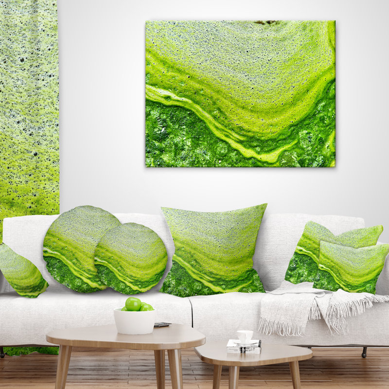 Polluted Water With Algae in Green - Abstract Printed Pillow, 16" x 16", Throw Pillow