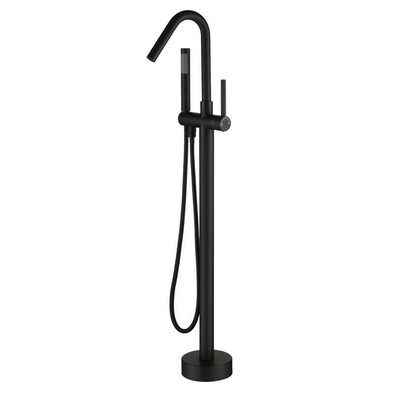 Floor Tub Filler with Diverter, Matte Black