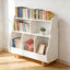 Bibliothèque en bois pour enfants avec 5 bacs de rangement pour jouets, bord ondulé à 3 niveaux pour chambre de bébé