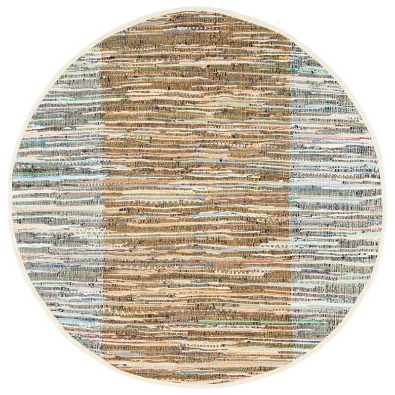 Rag Rug Flat Weave Cotton Striped Rug, Round 6'