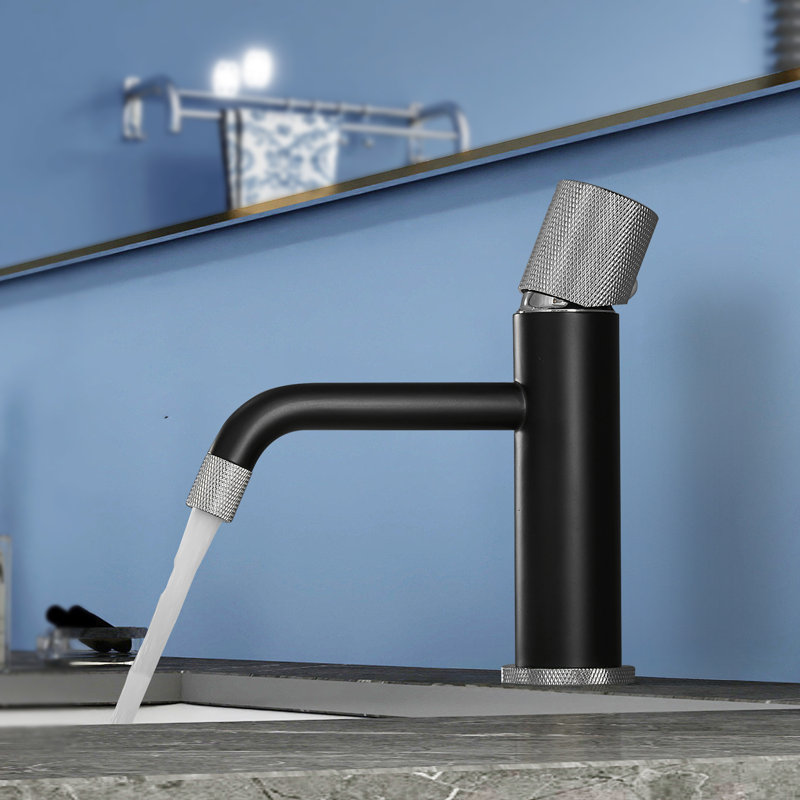 Topcraft Single Handle Modern Bathroom Faucet, Matte Black/Brushed Nickel