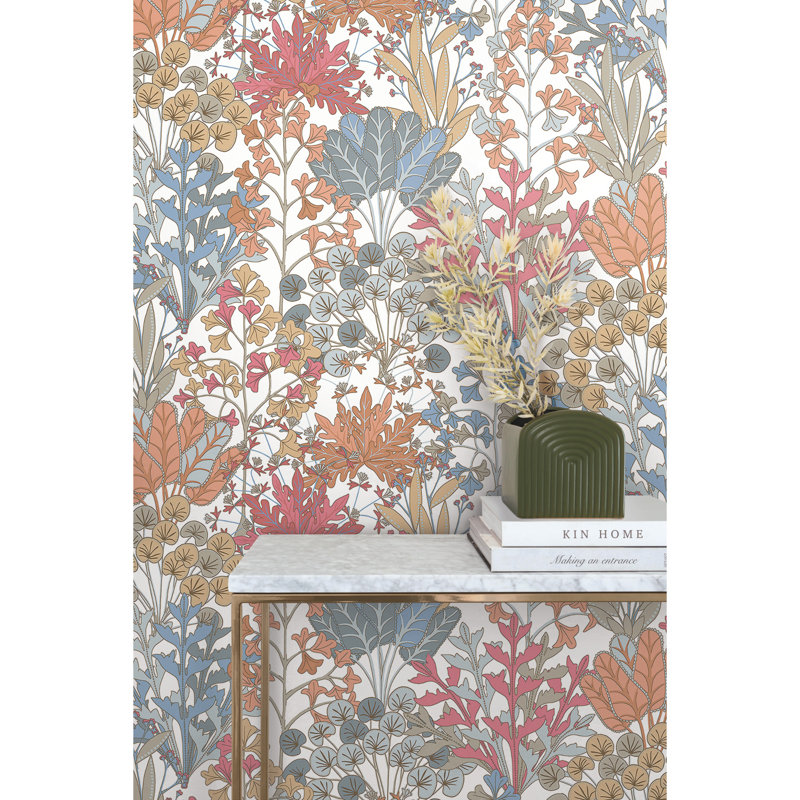 Floral Wallpaper Roll, Coral