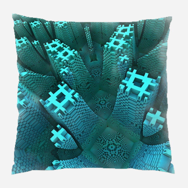 Fractal Geometric Microsuede Reversible Throw Pillow