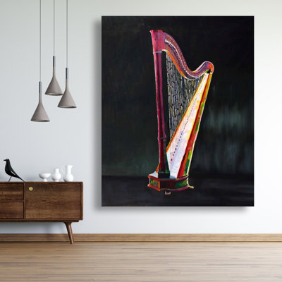 Colourful Realistic Harp - Musical Livingroom Canvas Decor