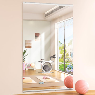 Premium Tempered Glass Full Length Mirror -  Oversized Rectangle Wall Mirror for Home Gym & Dance Studio - Crystal Clear Reflection