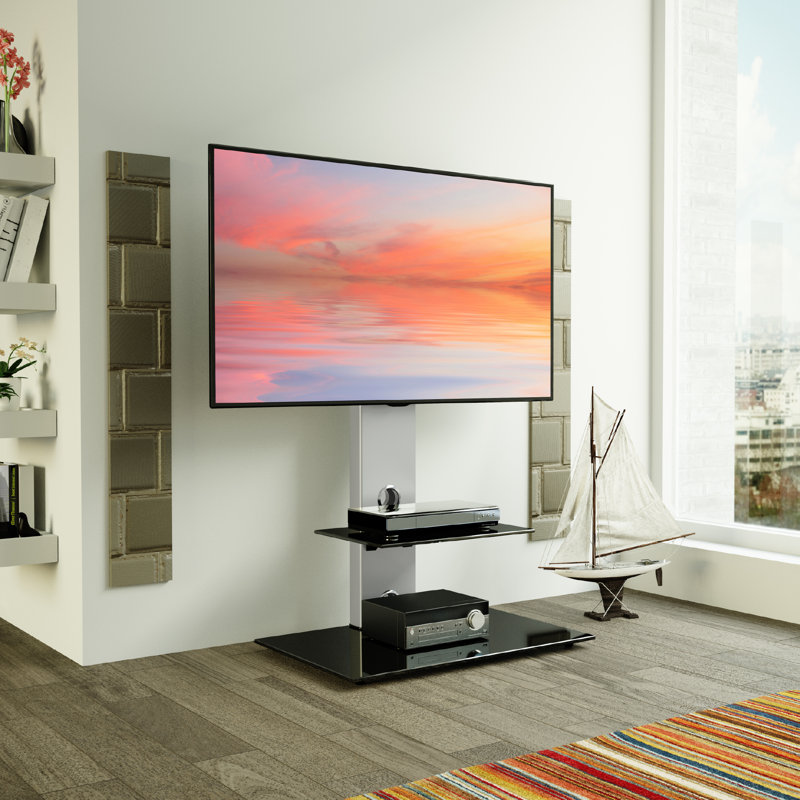 Aketzalli Latitude Run® Single Screen Floor Stand Mount, Silver