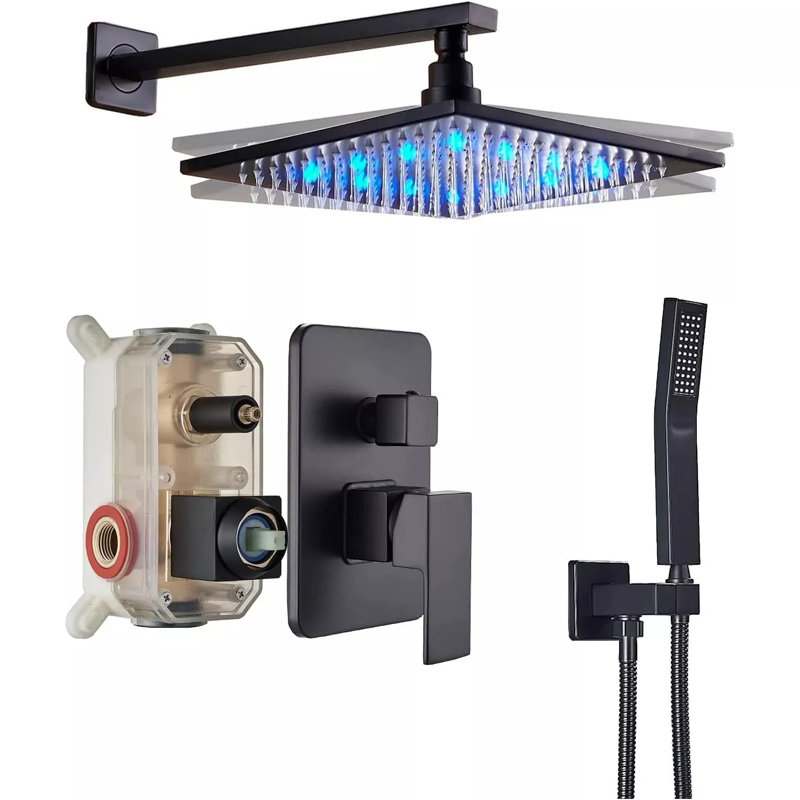 Ensemble de robinet de douche à pluie en laiton 8 po avec douche à main pour salle de bain