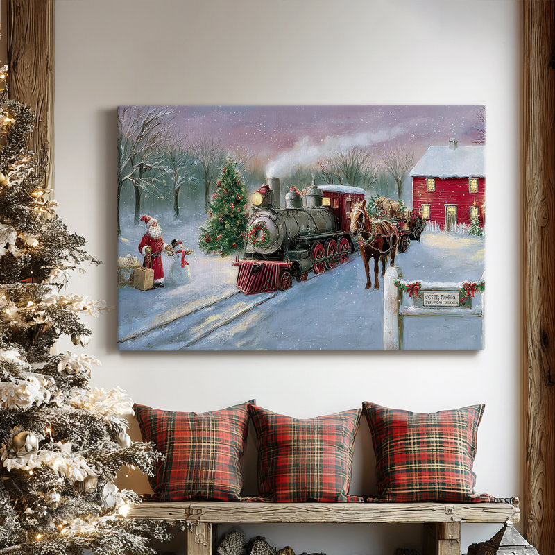 Toile tendue pâle de la crèche de Noël, H 12 po x l 18 po