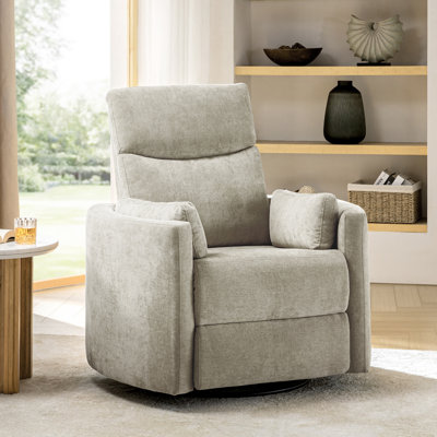 Anneisha Modern Swivel Rocker Power Recliner with Moveable Pillows