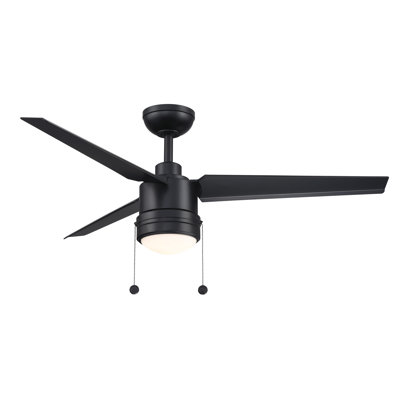 PC/DC 52 inch Indoor/Outdoor Ceiling Fan with LED Light Kit and Pull Chains - Black