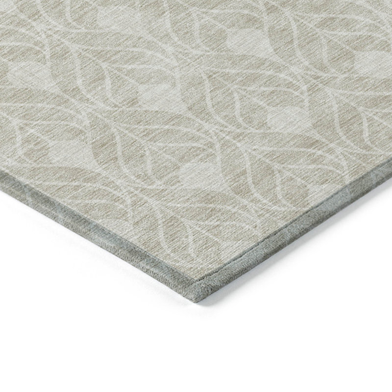 HomeRoots 3' X 5' Beige And Ivory Geometric Washable Indoor Outdoor Area Rug