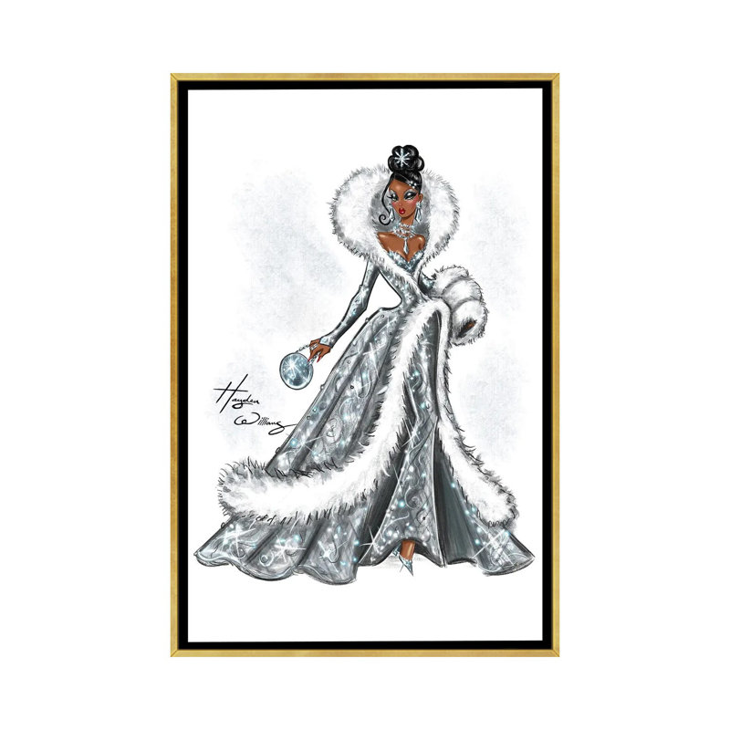 Givre d'hiver - HWI579, H 26 po x l 18 po, Impression sur toile flottante sans passe-partout, Doré