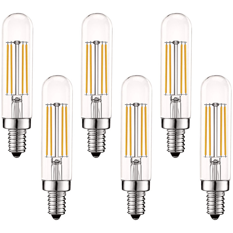 Ampoule DEL Luxrite T6.5 5W = 60W, 3500K, blanc naturel, 500 lumens, ampoules candélabres à DEL à culot variable E12, ensemble de 6 ampoules à filament Edison