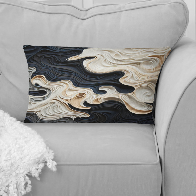 Coussin décoratif noir et blanc Opt Art Rhythmic Pulses II - Op Art