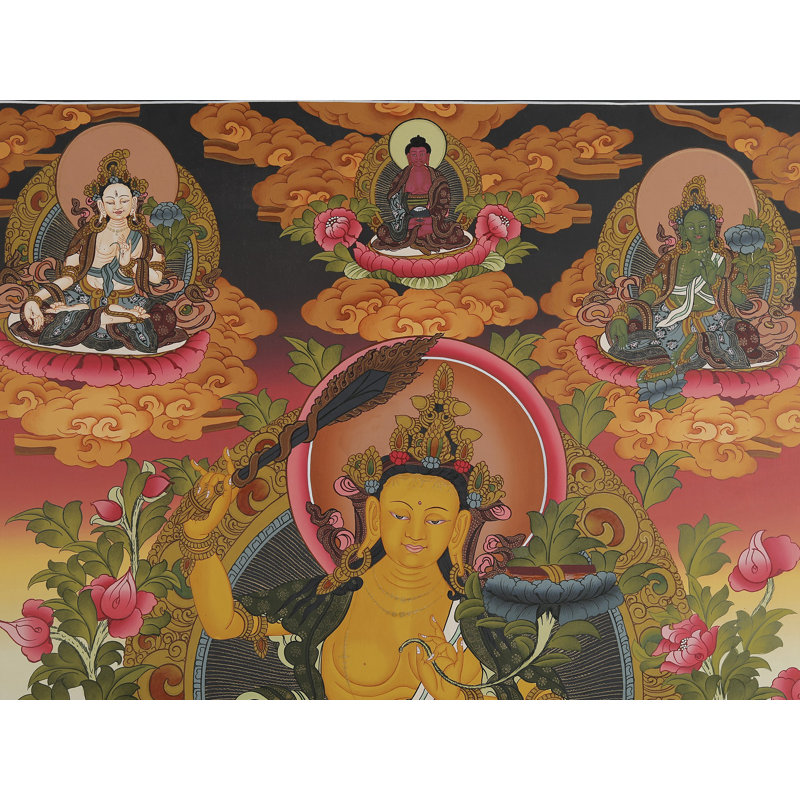 Manjushri - Buddha Of Infinite Wisdom (Brocadeless Thangka)
