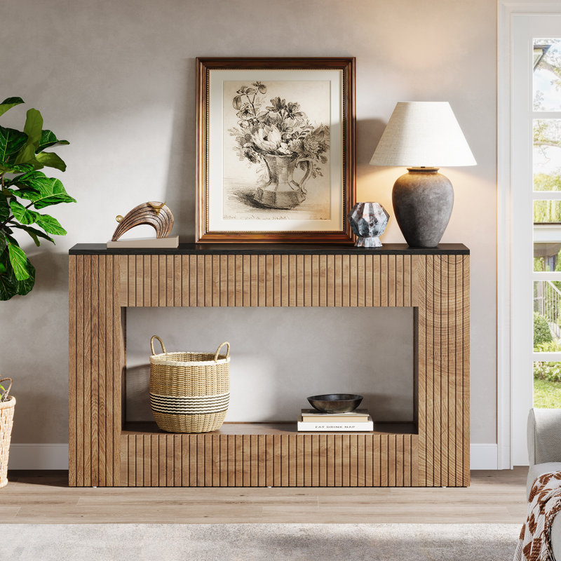 Console moderne, table d'entrée en bois de 55 po avec rangement