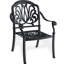 Chaise de patio en aluminium coulé 6 pièces, structure noire, coussins bruns, moulage traditionnel pour un look élégant, résistant aux intempéries et au revêtement, large, empilable avec 6 pièces, motifs, haute qualité