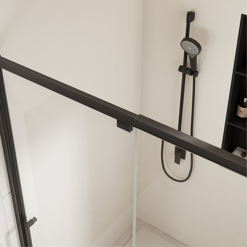 44-48" W X 72" H Scalable Adjustable Frame Shower Door With 1/4"(6Mm) Clear SGCC Tempered Glass,Transparent Safety Film For Glass,Aluminium Alloy,Reversible Installation