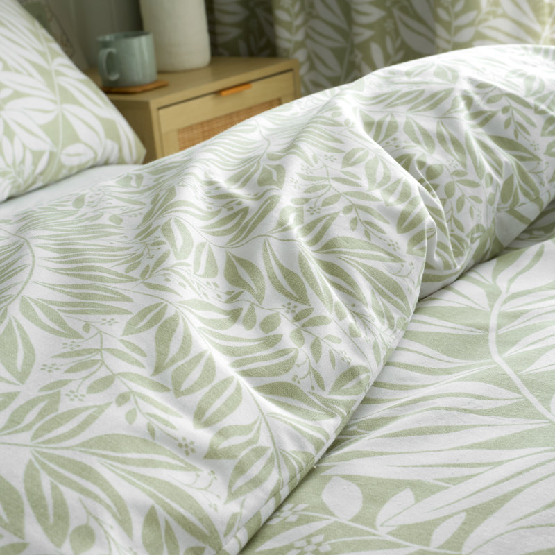 Sorrel Leaf Reversible Duvet Cover Set, Double Duvet Cover Set + 2 Pillowcases, Green