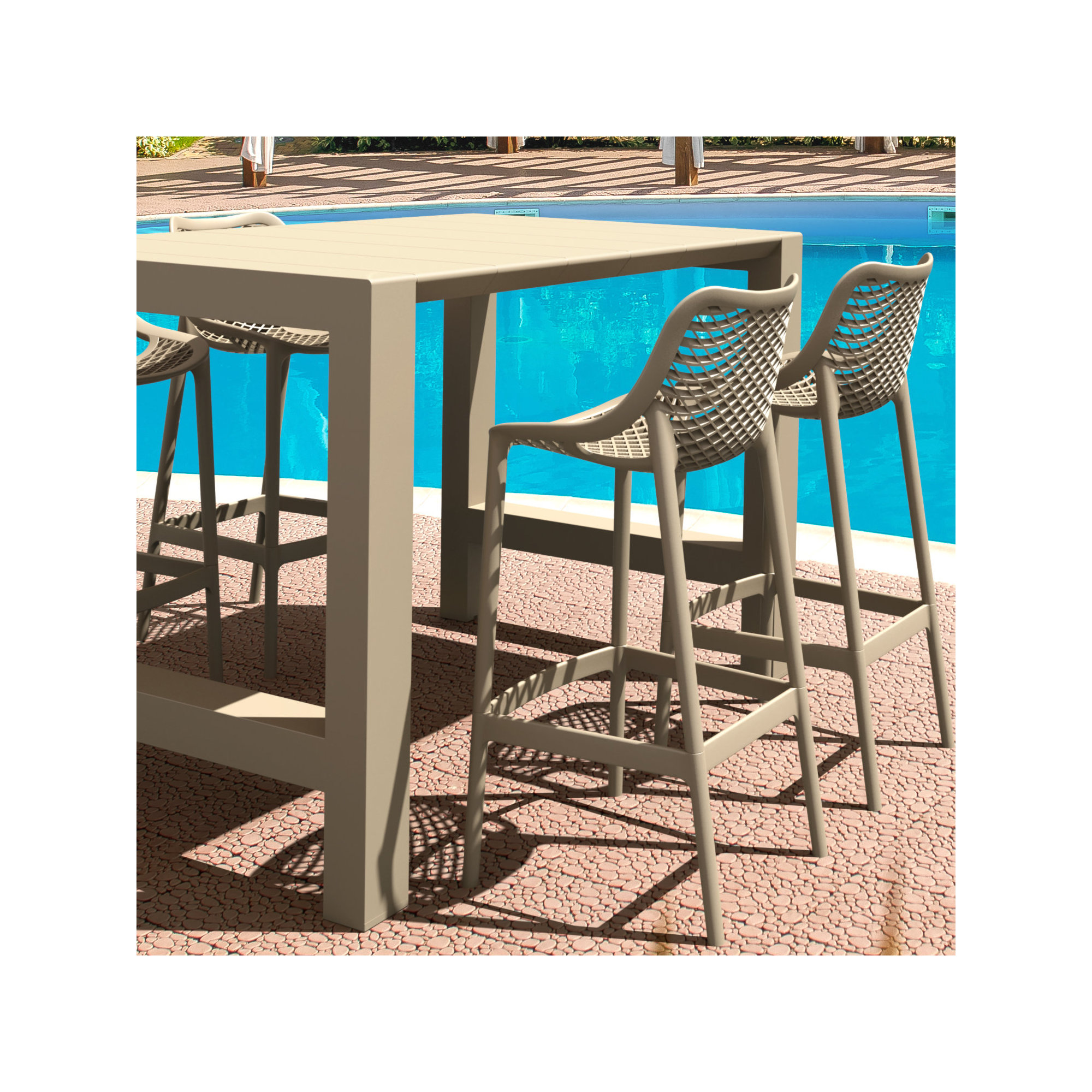 Farrah 55" W 4-Person Rectangular Extendable Plastic Patio Dining Set, Taupe