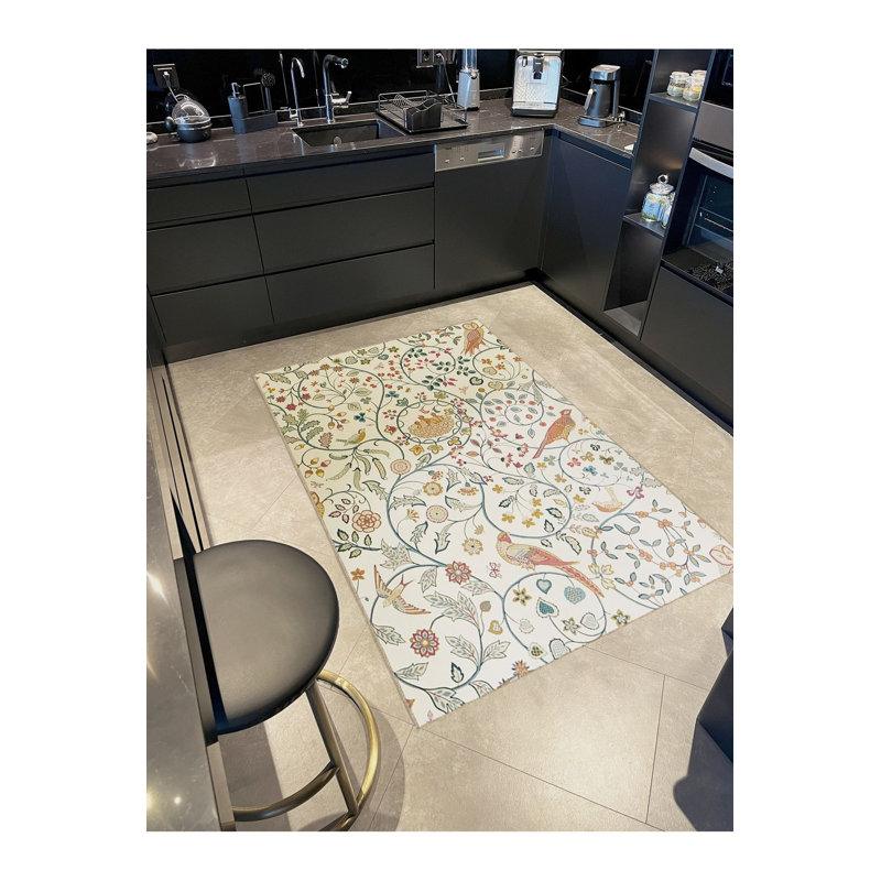 Tapis multicolore à motif tissé et lavable, Sous-tapis rectangulaire de 3 pi 3 po x 4 pi 11 po