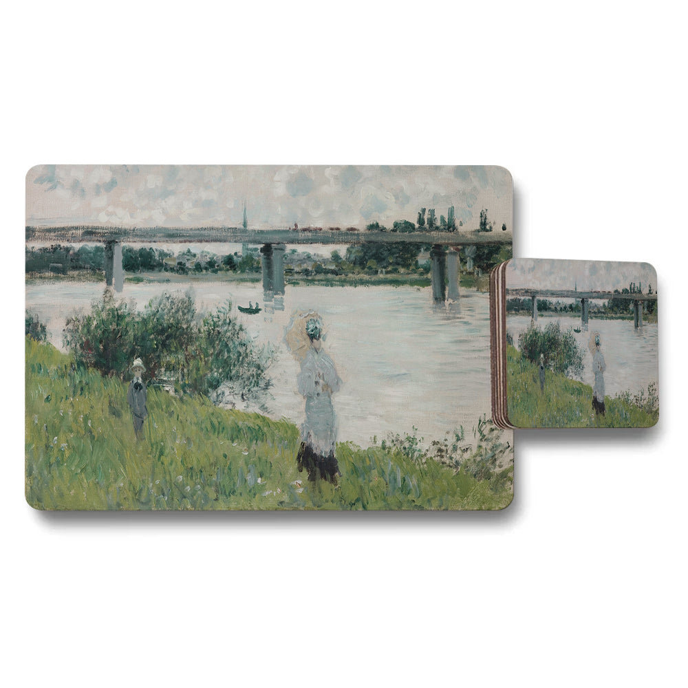Impressionist River Landscape Placemat And Coaster Set