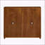 Buffet Mid-Century moderne cannelé avec 2 trous de sortie, rangement pour le salon et l'entrée, finition noyer-1274014172