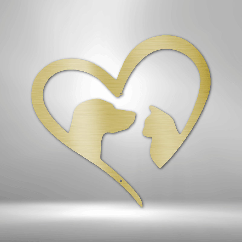 Décoration murale en acier Forres Pet Love Cat Dog, H 28,75 po x l 29,5 po x P 0,5 po