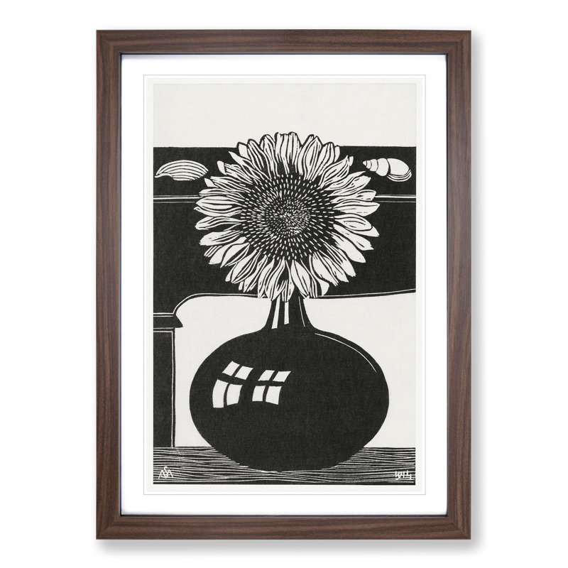 Sunflower by Samuel De Mesquita - Picture Frame Painting, Walnut Framed, 36cm H x 27cm W x 2cm D