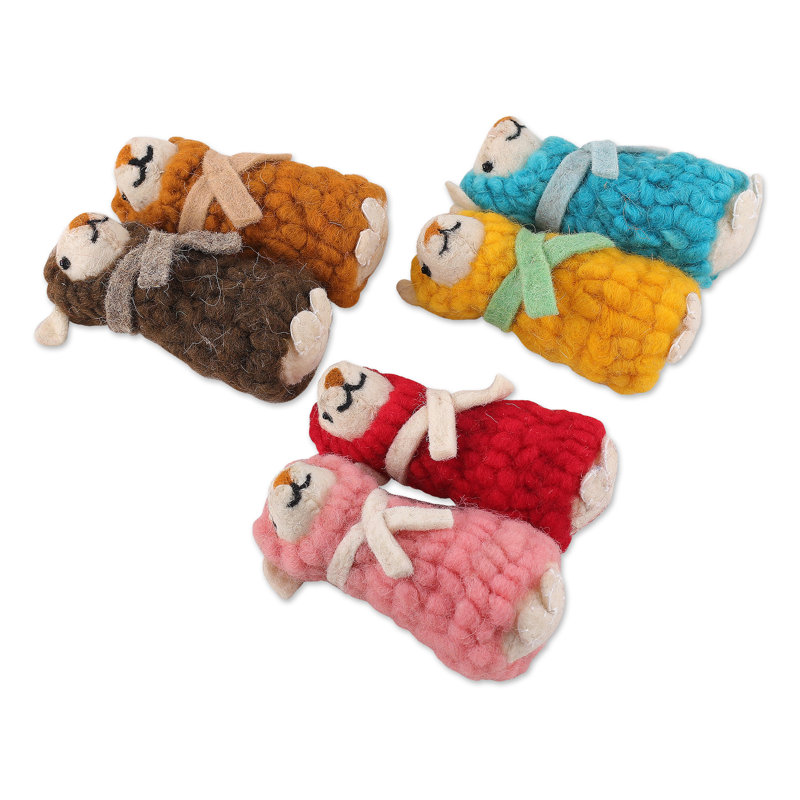 4.3'' Handmade Wool Animals Hanging Figurine Ornament