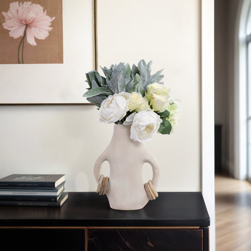 Handmade Clay Table Vase, 15" H x 13" W x 13" D