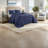 Navy King/cal King Bedding Set, Soft Microfiber, Casual Transitional Design