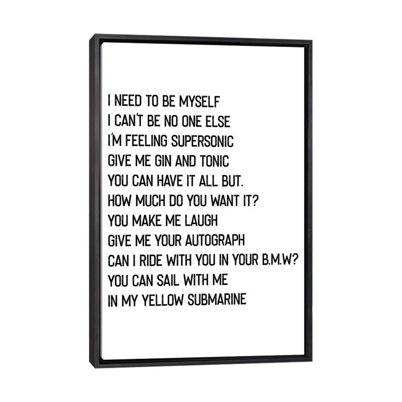 Supersonique-impression d’art textuel, Toile avec cadre noir patiné, Pas de tapis, H 48 po x l 32 po x P 1,5 po