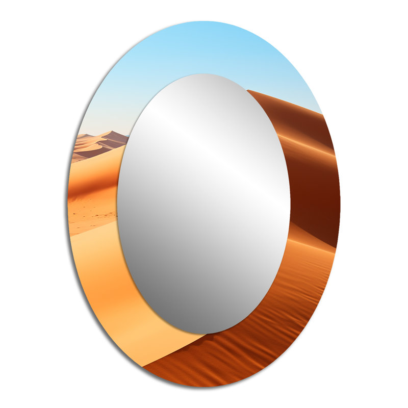 Miroir décoratif ovale sur métal Desert Dreams Oasis II, 40 po x 30 po