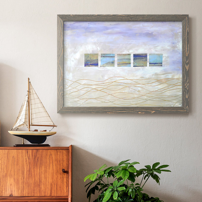 «String Windows II» - Toile tendue avec châssis rustique, Gris, H 26 po x l 38 po x P 1,5 po