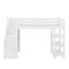 Twin Size Loft Bed With Shelves, Storage Staircase, Small Wardrobe And LED Light
