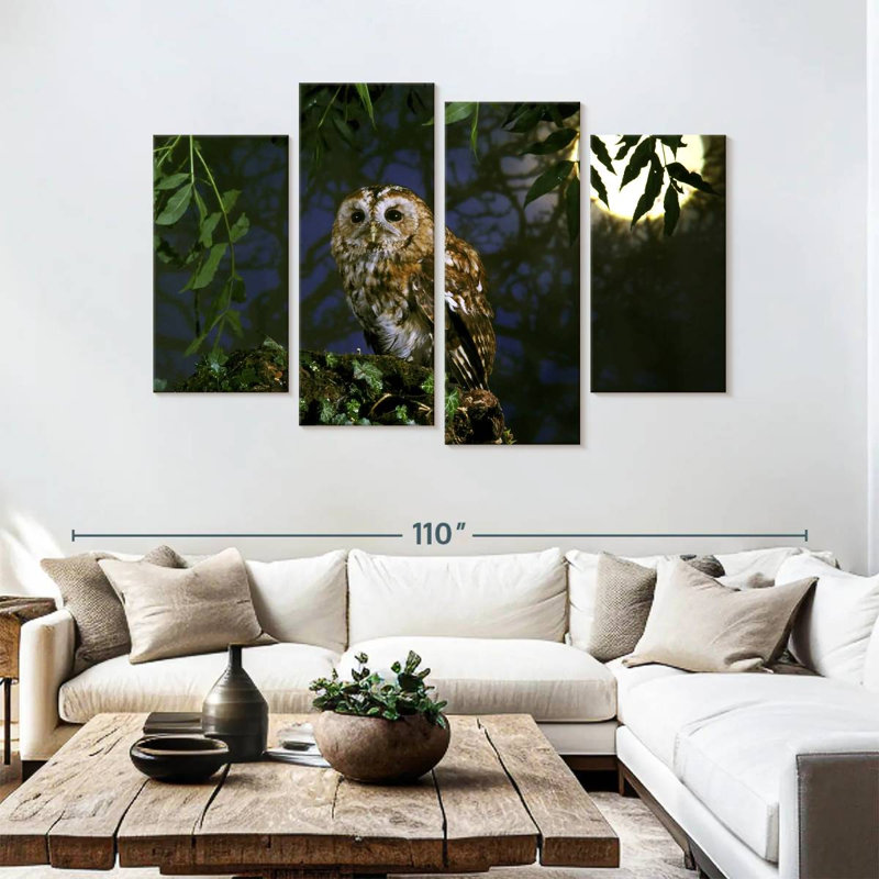 Hibou fauve Brampt, H 54 po x l 84 po