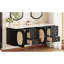 Meuble-lavabo de 24 po avec détails uniques, lavabo en céramique, compartiments à extension complète, meuble-lavabo Mid-Century silencieux avec lavabo brillant, deux tiroirs, détails décoratifs, trou de trop-plein