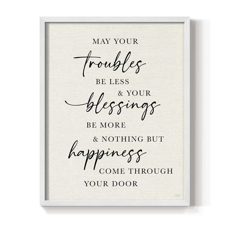 Less Troubles Framed Print - Solid Wood, 15" H x 12" W, White